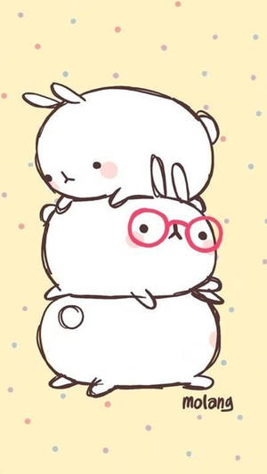 Two Molang Bunnies Enjoying An Adorable Moment Wallpaper