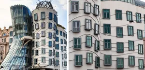 Two Photos Of The Dancing House Wallpaper