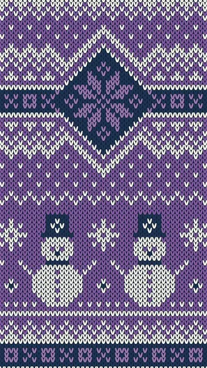 Two Snowmen Purple Knitted Sweater Wallpaper