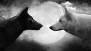 Two Super Cool Wolf Black Vs White Wallpaper