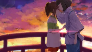 Two Travelers, Chihiro And Haku, Explore The World Of Spirited Away Wallpaper