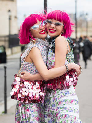 Two Women With Magenta Hair Wallpaper