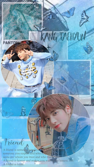 Txt Kang Taehyun Blue Aesthetic Collage Wallpaper
