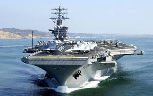 U S Navy Aircraft Carrier Full Of Planes Wallpaper