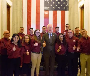 U.s. Senator John Cornyn Interacting With Student Congress Wallpaper