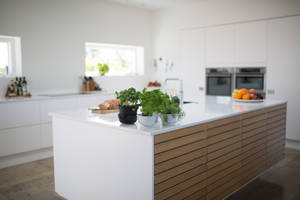 U-shape White Kitchen Wallpaper