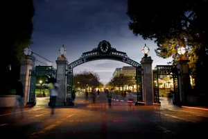 Ucb Sather Gate At Night Wallpaper
