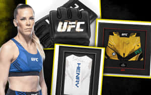 Ufc Star Katlyn Chookagian With Her Signed Merchandise Wallpaper