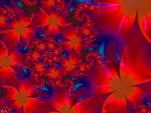 Ultra Violet Tropical Fractal Pattern Wallpaper