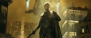 Ultrawide Cyberpunk Guy In Metal Outfit Wallpaper