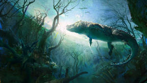 Underwater Fantasy Alligator Art Wallpaper