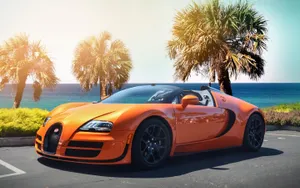 Unique Bugatti Shines Bright In Neon Wallpaper