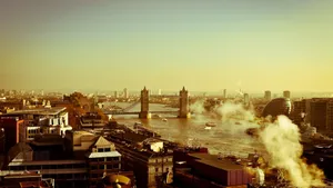 Unique Laptop With Breathtaking London Landscape Background Wallpaper