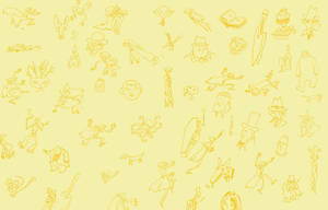 Unique Line Art Graphics Cute Yellow Wallpaper