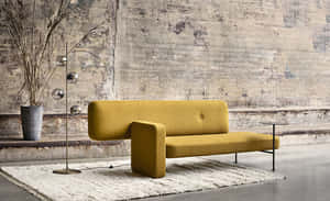 Unique Long Yellow Couch Wallpaper