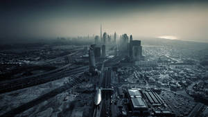 United Arab Emirates Panoramic Greyscale Wallpaper