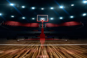 University Basketball Court Front View Wallpaper