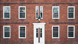 University Brick Building Wallpaper