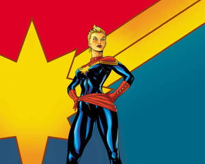 Unstoppable Power Of Captain Marvel And Modern Technology Wallpaper