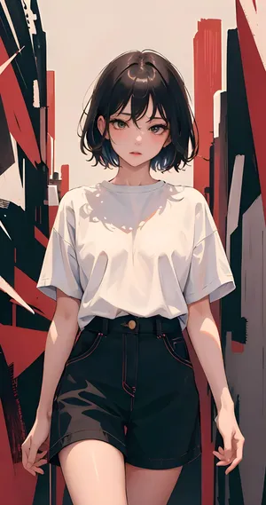Urban Anime Girlwith Short Hair Wallpaper
