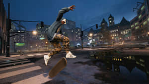 Urban Skateboarding Night Scene Wallpaper