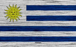 Uruguay Flag With Wooden Texture Wallpaper