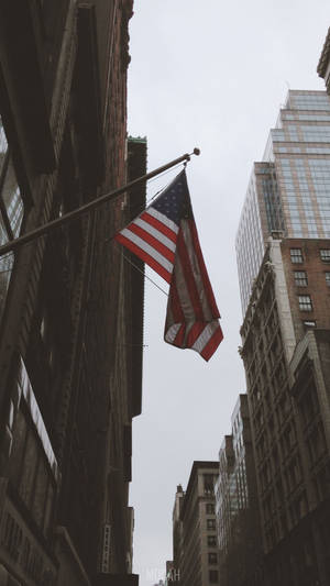 Us Flag In Madison Wallpaper