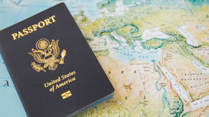 Usa Passport On World Map Wallpaper