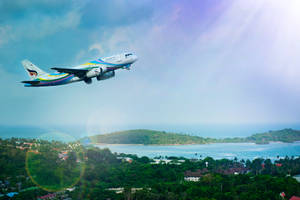 Vacation Airplane In Sky Wallpaper