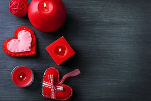 Valentine's Candles And Hearts Wallpaper