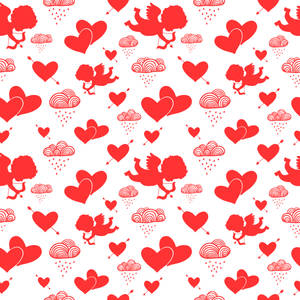 Valentine's Cupid Hearts Pattern Wallpaper