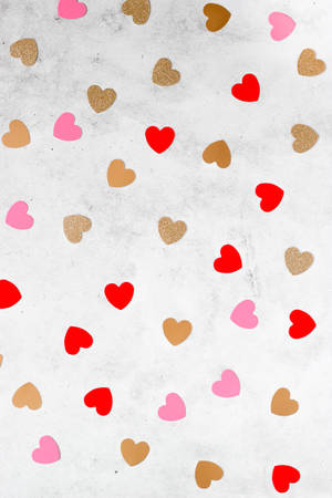 Valentine's Day Confetti Hearts Wallpaper