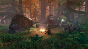 Valheim Campsite At Forest Wallpaper