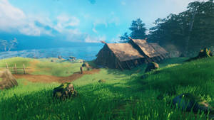 Valheim Wooden House Scenery Wallpaper