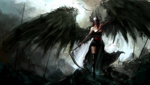 Valkyrie Black Angel Wings Wallpaper