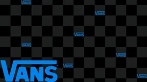 Vans Logo Black And Blue Checkered Wallpaper