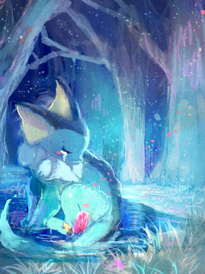 Vaporeon Crying In Woods Wallpaper