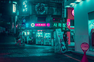 Vaporwave Seoul Street Wallpaper