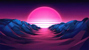 Vaporwave Sunset Mountains4 K U H D Wallpaper