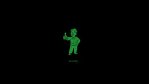 Vault Boy Green On Black Background Wallpaper