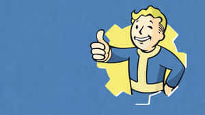 Vault Boy Thumbs Up Blue Background Wallpaper