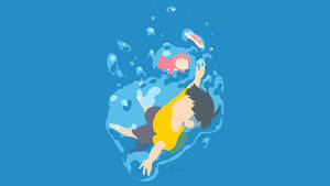 Vector Art Blue Background Ponyo Wallpaper