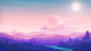 Vector Art Pink Scenery Wallpaper