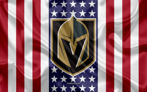 Vegas Golden Knights Emblem On Us Flag Wallpaper