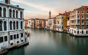 Venetian Canal Sunset Glow Wallpaper