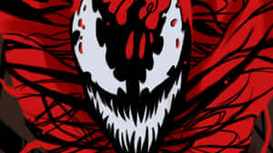 Venom Is A Red And Black Drawing With A Black Mouth Wallpaper