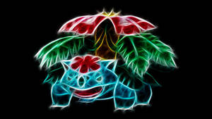 Venusaur Black Neon Outline Wallpaper