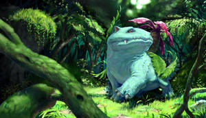 Venusaur Majestically Standing In A Lush Forest Wallpaper