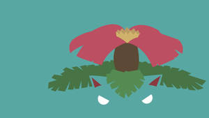 Venusaur Outline Blue Green Background Wallpaper