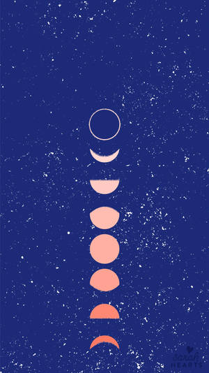 Vertical Moon Phases In Navy Blue Wallpaper